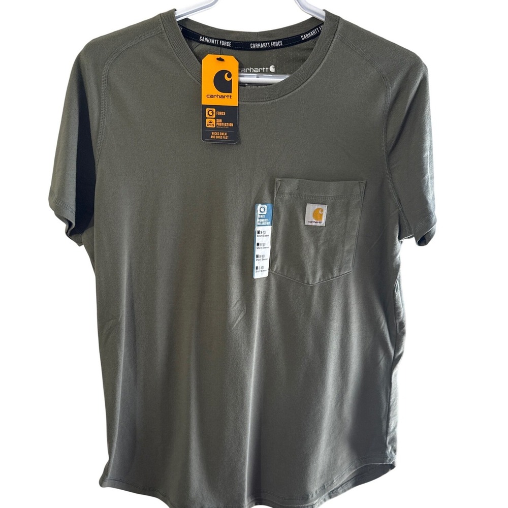 Carhartt Force Women Olive Green Relaxed Fit Midweight Pocket T-Shirt TK6650-W M
